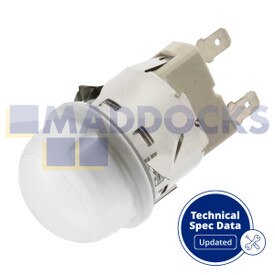 Genuine Original Bosch HBG; Neff B47-B78; Siemens HB6, HB8 StudioLine Series 34mm Diameter Type Oven High Temperature Complete Halogen Lamp Light Bulb Assembly (40W, 230V-240V)