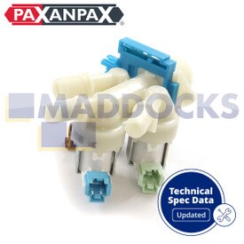 Compatible for AEG, Electrolux, John Lewis, Zanussi Multi-Model Fitting Washing Machine 3-Way Triple "Flowmeter" Cold Fill Water Solenoid Inlet Valve