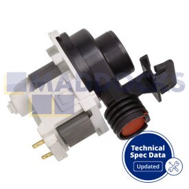 Genuine Original AEG, Electrolux, Firenzi, John Lewis, Tricity Bendix, Zanussi Multi-Model Fitting '43mm Inlet, 30mm Outlet, 30W, 230V, 50Hz, 6.3mm Tag Terminals' Type Dishwasher Drain Pump Base and Body