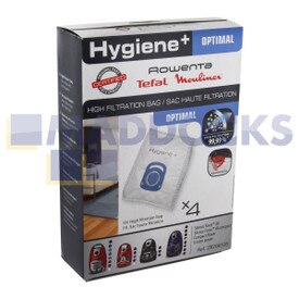Original Rowenta, Tefal, Moulinex 'Hygiene+ Optimal Type' Silence Force 4A, Compact Power, X-Trem Power Series Haute Filtration SMS Microfibre Sacs Aspirateur (Pack de 4)