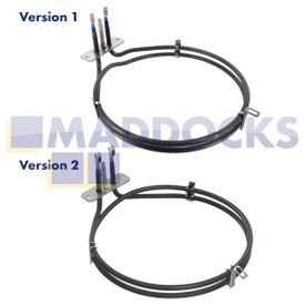Résistance de four à ventilation d'origine et authentique pour modèles Ariston DB, FB, FR, Cannon C, Creda S, Hotpoint AHP, BD, BS, BU, DE, DQ, DY, EG, EW, KD, SC, SY, UE, UQ, UY, Indesit FID, FIE, FV, K, KD (2000 W)