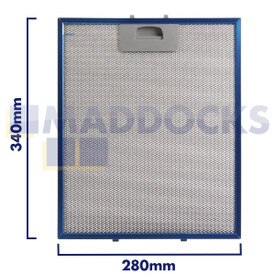 Filtre universel pour hotte en treillis métallique, longueur latérale de la poignée 280 mm, longueur latérale unie 340 mm, convient à Teka