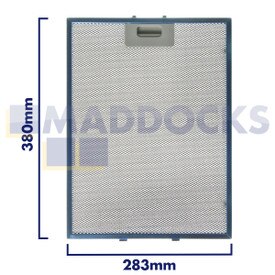 Filtre universel pour hotte en treillis métallique, longueur du côté de la poignée 283 mm, longueur du côté uni 380 mm, convient à Elica, Whirlpool, Ikea, Indesit