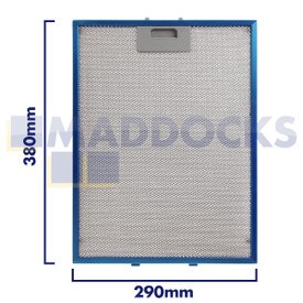 Filtre universel pour hotte en treillis métallique, longueur latérale de la poignée 290 mm, longueur latérale unie 380 mm, convient à Elica