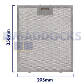 Filtre universel pour hotte en treillis métallique, longueur latérale de la poignée 295 mm, longueur latérale unie 356 mm, convient à BSH