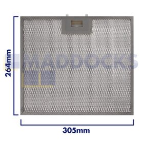 Filtre universel pour hotte en treillis métallique, longueur du côté de la poignée 305 mm, longueur du côté uni 264 mm, convient à BSH