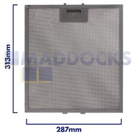 Filtre universel pour hotte en treillis métallique, longueur latérale de la poignée 287 mm, longueur latérale unie 313 mm, convient à BSH