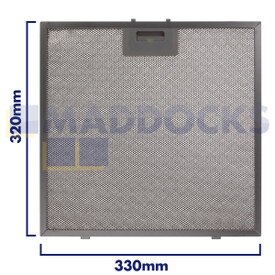 Filtre universel pour hotte en treillis métallique, longueur latérale de la poignée 330 mm, longueur latérale unie 320 mm, convient à BSH