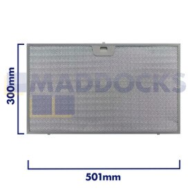 Filtre universel pour hotte en treillis métallique, longueur latérale de la poignée 506 mm, longueur latérale unie 300 mm, convient à BSH