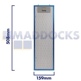 Universal Wire Mesh Cooker Hood Filter, Handle Side Length 159mm, Plain Side Length 508mm, fits Elica, Electrolux