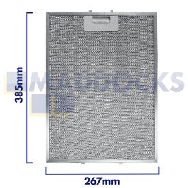 Universal Wire Mesh Cooker Hood Filter, Handle Side Length 267mm, Plain Side Length 385mm, fits Smeg