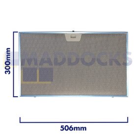 Universal Wire Mesh Cooker Hood Filter, Handle Side Length 506mm, Plain Side Length 300mm, fits Electrolux, Rex AEG, Zanussi, Maxfire, Faber, Franke, Ikea, Smeg