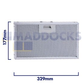 Universal Wire Mesh Cooker Hood Filter, Handle Side Length 329mm, Plain Side Length 177mm, fits Elica, Turboair, Whirlpool, Bauknecht