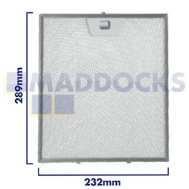 Universal Wire Mesh Cooker Hood Filter, Handle Side Length 232mm, Plain Side Length 290mm, fits Faber, Franke