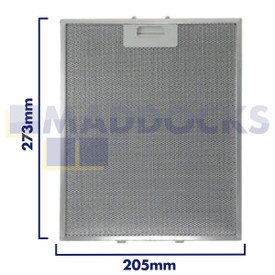 Universal Wire Mesh Cooker Hood Filter, Handle Side Length 205mm, Plain Side Length 273mm, fits Faber, Franke