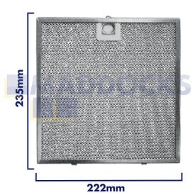 Universal Wire Mesh Cooker Hood Filter, Handle Side Length 222mm, Plain Side Length 235mm, fits Faber, Franke