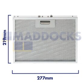 Universal Wire Mesh Cooker Hood Filter, Handle Side Length 277mm, Plain Side Length 219mm, fits Ikea, Whirlpool, Bauknecht, Elica, Turboair
