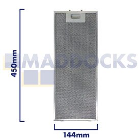 Universal Wire Mesh Cooker Hood Filter, Handle Side Length 143mm, Plain Side Length 449mm, fits Elica, Turboair