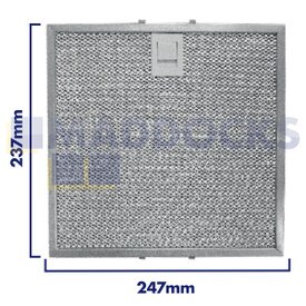 Universal Wire Mesh Cooker Hood Filter, Handle Side Length 247mm, Plain Side Length 237mm, fits Elica, Turboair