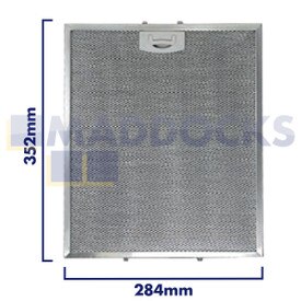 Universal Wire Mesh Cooker Hood Filter, Handle Side Length 284mm, Plain Side Length 352mm, fits Tecnowind