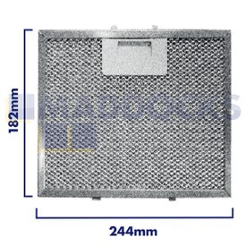 Universal Wire Mesh Cooker Hood Filter, Handle Side Length 244mm, Plain Side Length 182mm, fits Galvamet