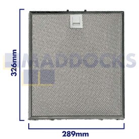 Universal Wire Mesh Cooker Hood Filter, Handle Side Length 289mm, Plain Side Length 326mm, fits Falmec
