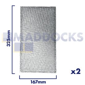 Universal Wire Mesh Cooker Hood Filter, Handle Side Length 167mm, Plain Side Length 325mm, fits Faber, Franke (Pack of 2)