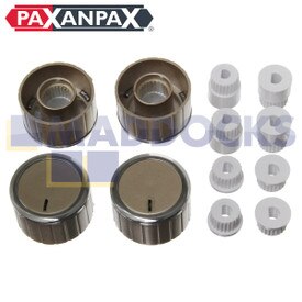 Universal Bronze/Stainless Steel Oven Knob Kit with Two Adapters (Pack of 4)