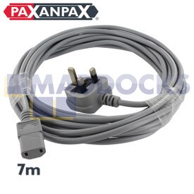 Câble gris et fiche 13 A compatibles Nilfisk (2-fils x 1,0 mm, 7 mm, et connecteur 2 broches 10 A)