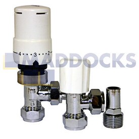 Universal White Angled Radiator Valve With Lockshield