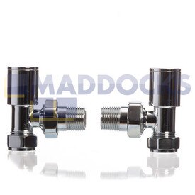 Universal Modern Angled Radiator Valves 15mm Manual Chrome Finish (Pack of 2)