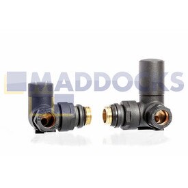 Universal Corner Radiator Valves 15mm Manual Black Finish (Pack of 2)