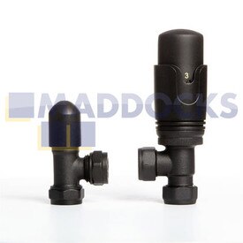 Universal Black TRV4 Angled Thermostatic Radiator Valve 10-15mm