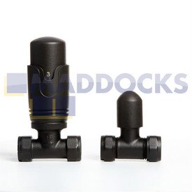 Universal Black TRV4 Straight Thermostatic Radiator Valve 10-15mm