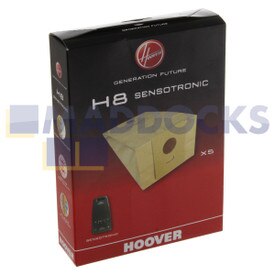 Sacs en papier de filtration standard d'origine et authentique pour séries Hoover Candy Sensotronic (H8, Paquet de 5)