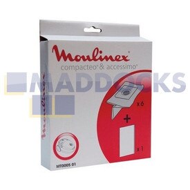 No Longer Available. Order 46-RW-03 [Genuine Original Moulinex MO1, RO1, MO5, Min, Cit, COM Series Compacteo, City Space, Mini Space Bags and Filter Kit (Pack of 6 + 1)]