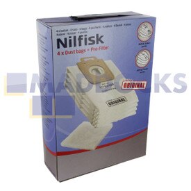 Jeu de filtres et sacs d'origine et authentique pour séries Nilfisk Power P10, P20, P40, PW10, PW20 (Paquet de 4+1)
