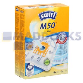 Kit de filtres et de sacs SMS compatibles de type Swirl M50 pour Miele FJM & H (paquet de 4 + 1)