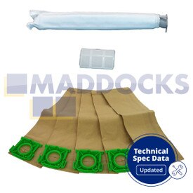 Kit d'entretien filtres et sacs SMS compatible avec Sebo VB475K série X (Paquet de 5 + 2)