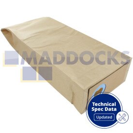 Sacs en papier compatibles avec séries VB480T Trewax RX30, UPV550 ; Qualvac Upright ; Nilfisk GU350A; Premiere UV160 ; Truvox Evolution ; Karcher CW30 (Paquet de 10)