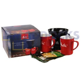 2X tasses en porcelaine et cône de filtre authentiques et d’origine Melitta Bundle 1 X 4 plastique noir