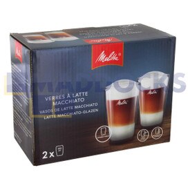Latte Macchiato en verre à double paroi authentique et d’origine Melitta (paquet de 2 pièces, 300 ml)
