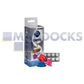 Comprimés de nettoyage et supports compatibles Nespresso, Lavazza, Caffitaly, K-Free (Paquet de 8 comprimés + 3 supports)