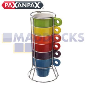 Ensemble empilable universel de 6 tasses et support en céramique à café expresso