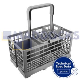 Panier à ustensiles gris universel Bosch, Hotpoint, Neff, Siemens, Smeg (240 mm x 135 mm x 125 mm)