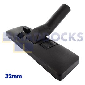 Tête d'aspirateur pour sols deux pédales universelle en plastique noire avec coude allongé (32 mm x 300 mm)