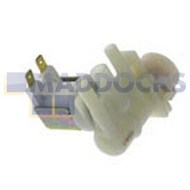 Genuine Original Indesit Solenoid Valve 1-Way 90°, Internal Diameter Output: 10.5mm, Capacity: 5.5l/min, Connectors: Tabs, Volt / Hz: 220/240V - 50Hz