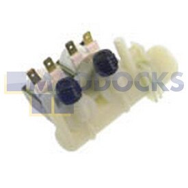 Genuine Original Indesit Solenoid Valve 2-Way 90°, Internal Diameter Output: 10.5mm, Capacity: 7l/min, Connectors: Tabs, Volt / Hz: 220/240V - 50/60Hz