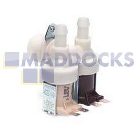 Genuine Original Indesit Solenoid Valve 2-Way 90°, Internal Diameter Output: 10.5mm, Capacity: 10l/min, Connectors: Tabs, Volt / Hz: 220/240V - 50/60Hz