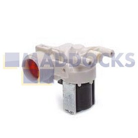 Genuine Original Indesit Solenoid Valve 1-Way 90°, Internal Diameter Output: 10mm, Capacity: 5.5l/min, Connectors: Tabs, Volt / Hz: 220/240V - 50/60Hz